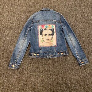 Great Condition Girls Frida Kahlo Jean Jacket / Old Navy Size M 18" Across